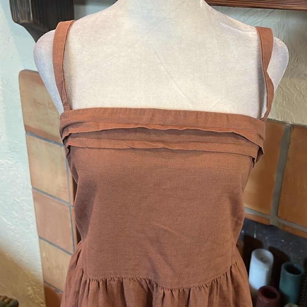 Joie Midi Linen Blend Sundress Pockets Clay Terracotta, 16! - Picture 2 of 9